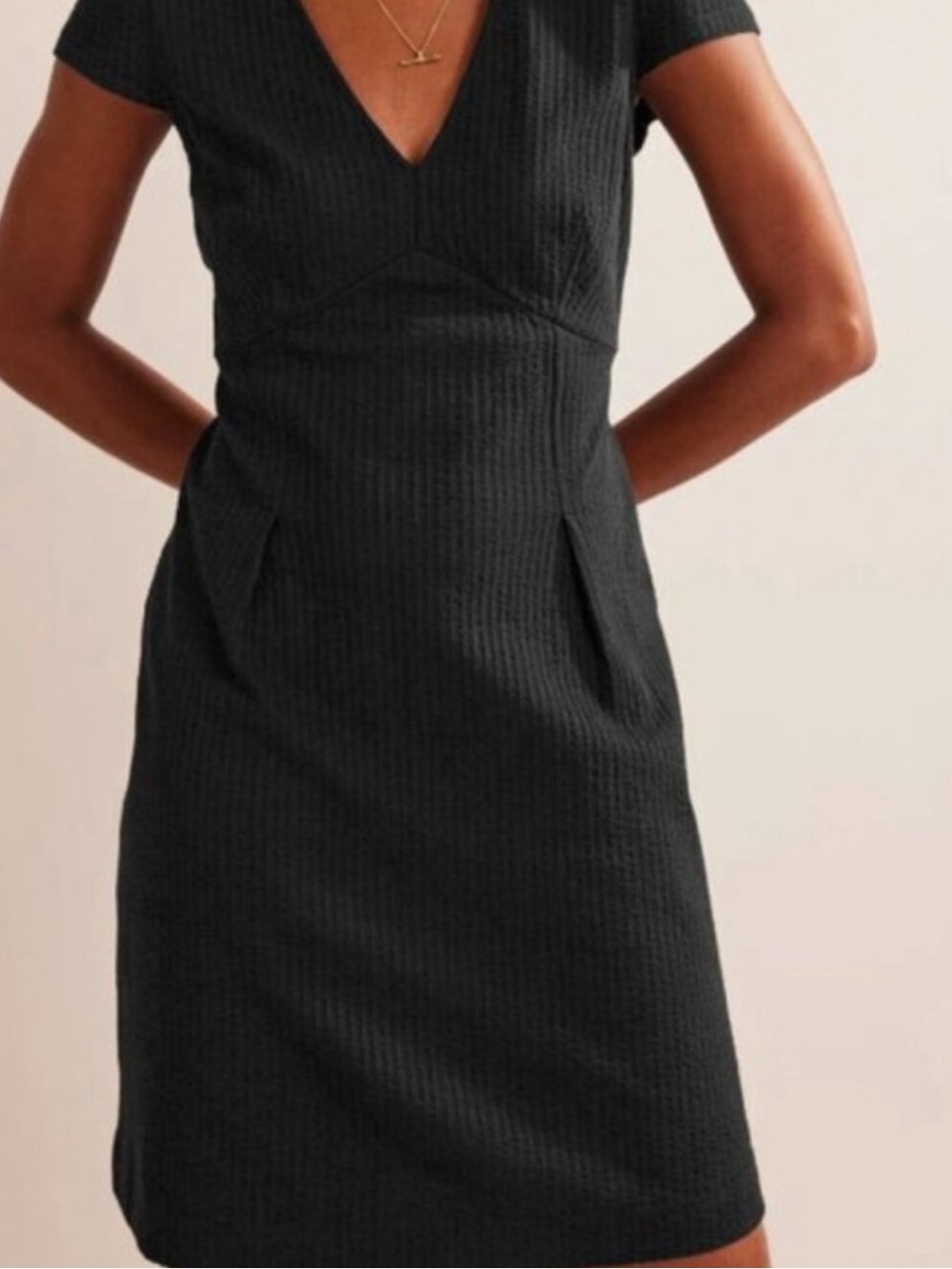 NWT Boden Black Seersucker Jersey Tea Dress size 6L